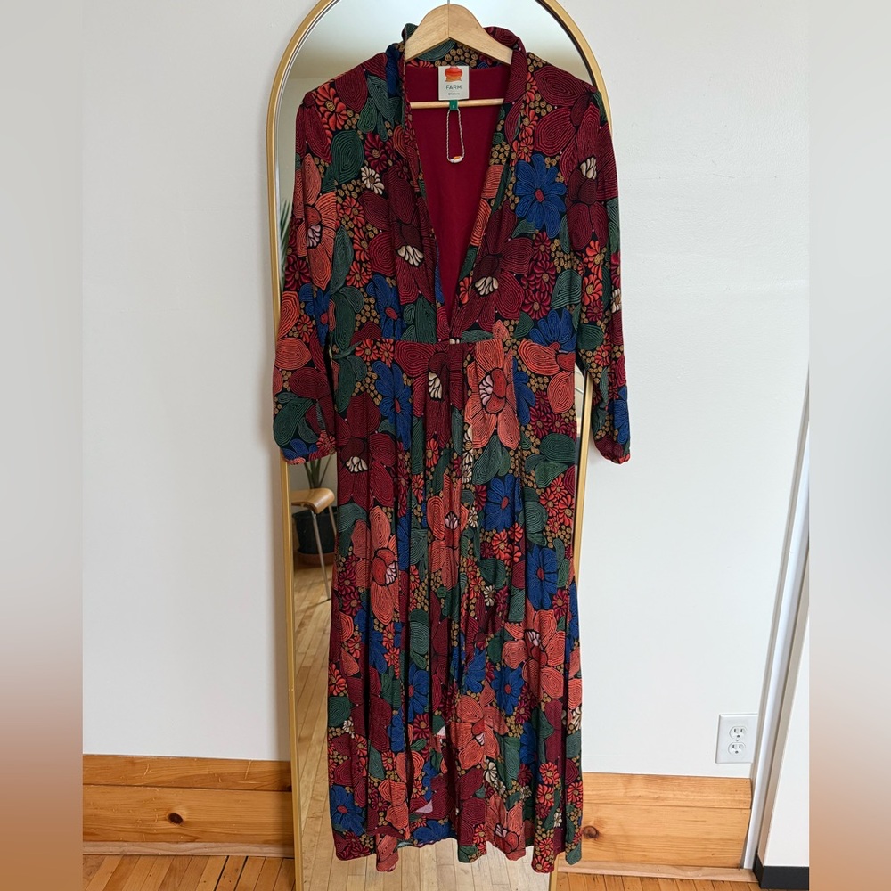 Farm Rio Large wrap maxi dress tropical floral